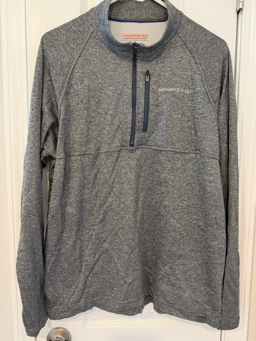Hawke & Co Men's Gray Heather Zip-Up Pullover with Chest Pocket